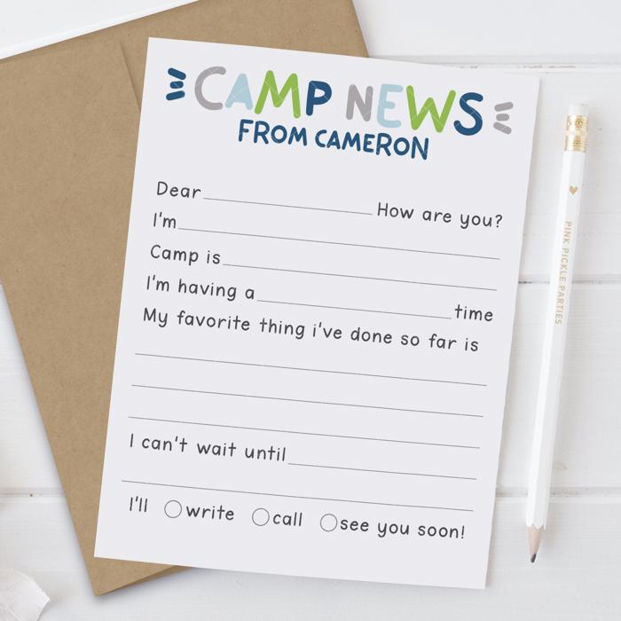 Personalized Summer Camp Note Cards | Camp Stationery | Set of 12