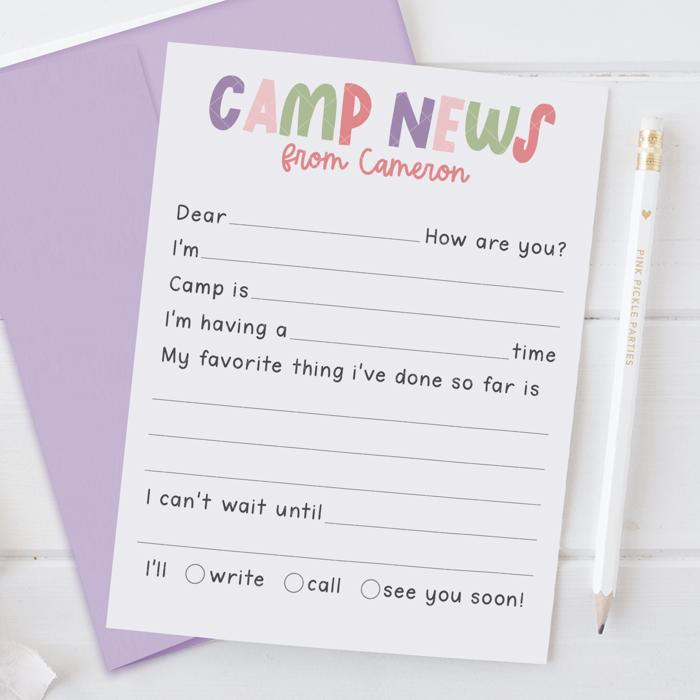 Personalized Summer Camp Note Cards | Camp Stationery | Set of 12