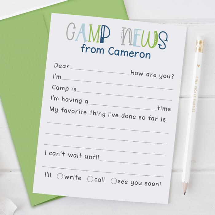 Personalized Summer Camp Note Cards | Camp Stationery | Set of 12