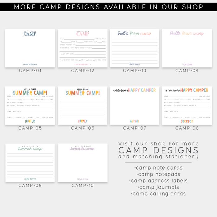 Personalized Summer Camp Note Cards | Camp Stationery | Set of 12