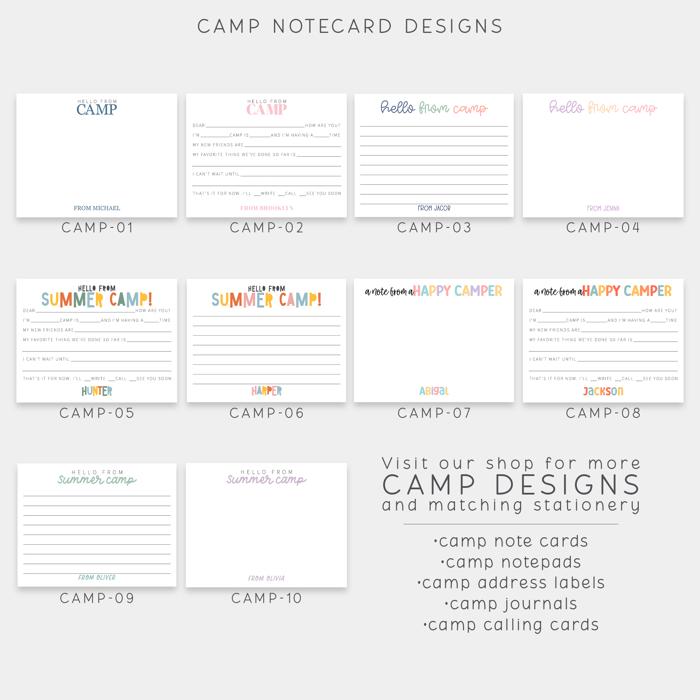 Personalized Summer Camp Note Cards | Camp Stationery | Set of 12