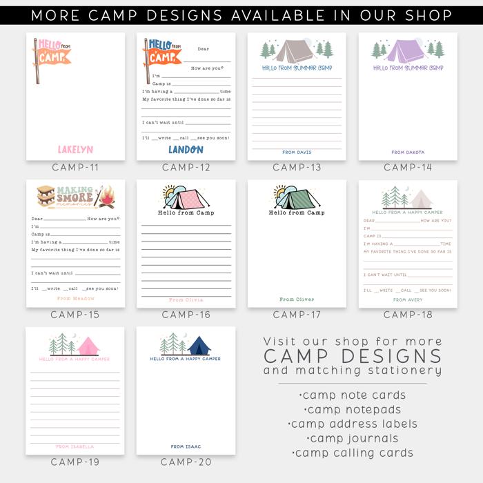 Personalized Summer Camp Note Cards | Camp Stationery | Set of 12