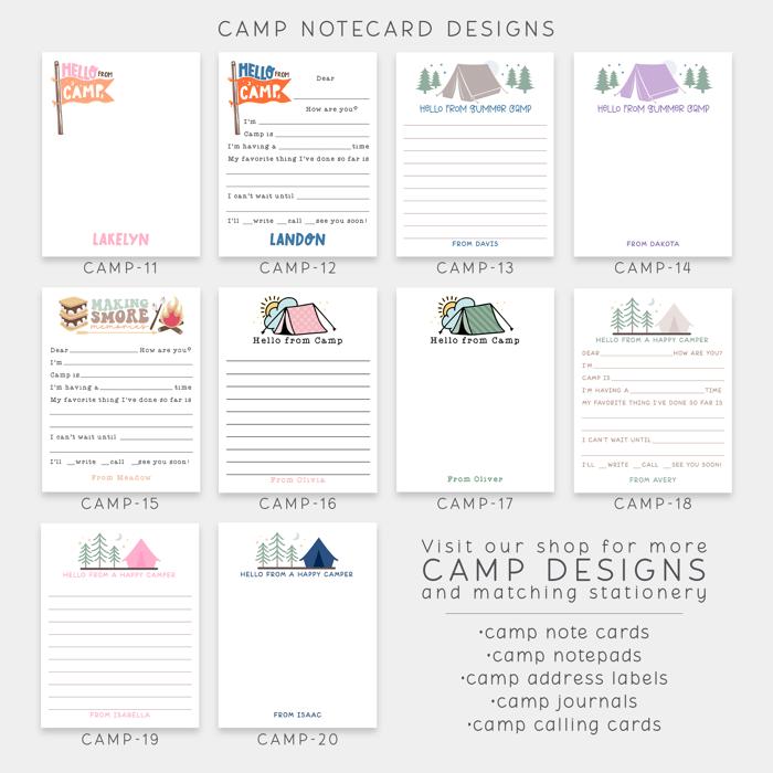 Personalized Summer Camp Note Cards | Camp Stationery | Set of 12