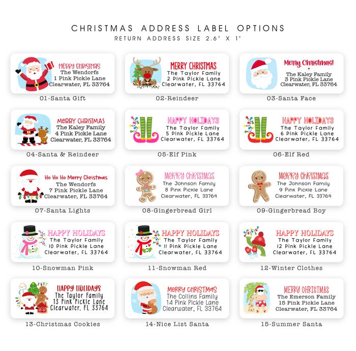 Christmas Address Labels | Personalized Return Address Stickers | Set of 30