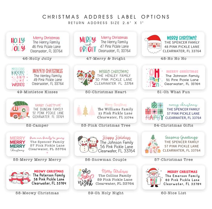Christmas Address Labels | Personalized Return Address Stickers | Set of 30