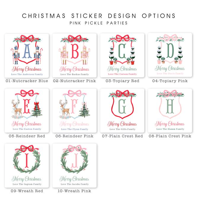 Family Crest Personalized Christmas Gift Stickers | Preppy Christmas Labels | Grand Millennial Christmas