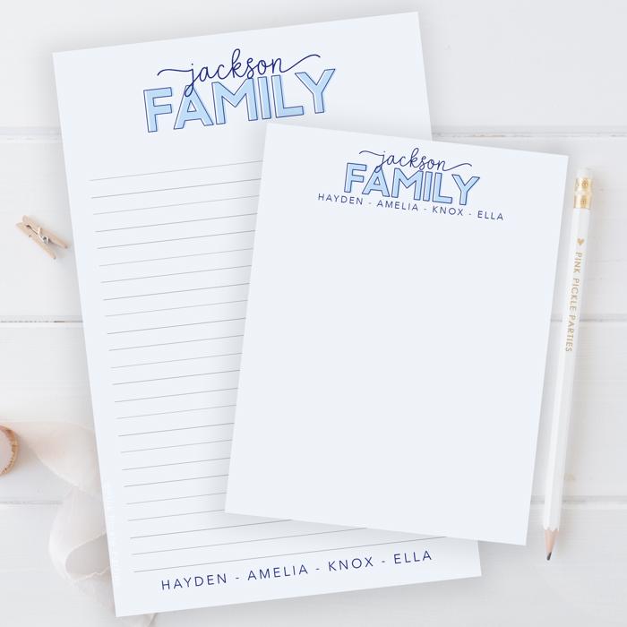 Personalized Family Name Notepad 