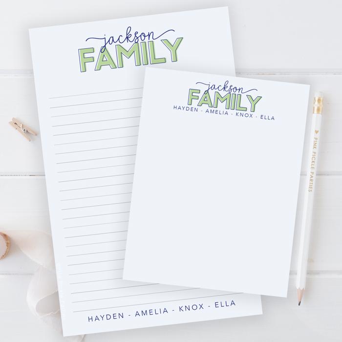 Personalized Family Name Notepad 