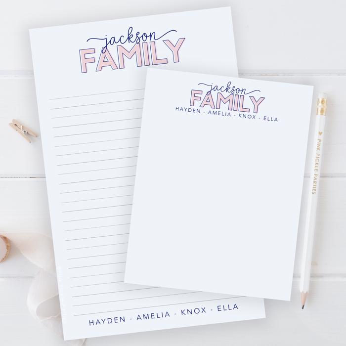 Personalized Family Name Notepad 