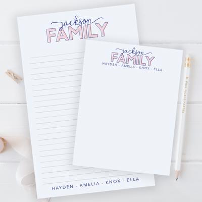 Personalized Family Name Notepad 