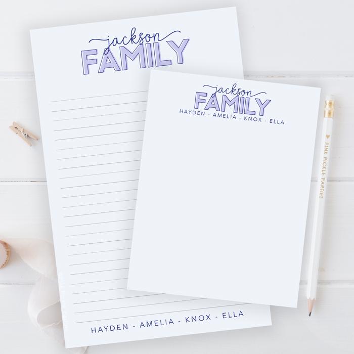 Personalized Family Name Notepad 
