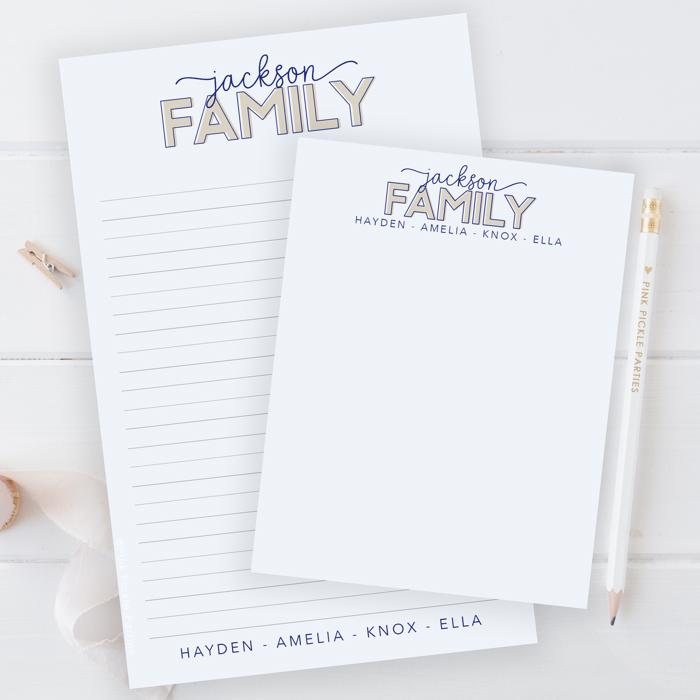 Personalized Family Name Notepad 