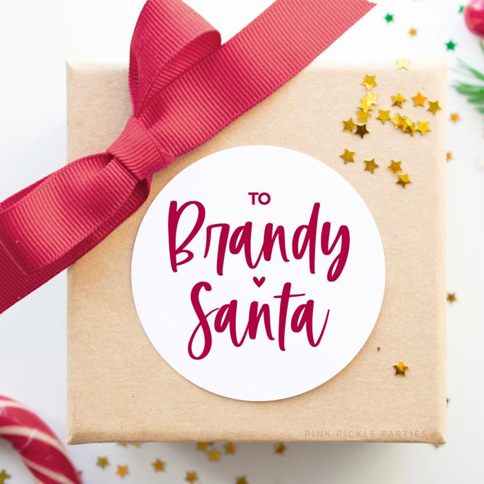 Modern From Santa Personalized Christmas Gift Sticker Labels | Set of 12 or 20
