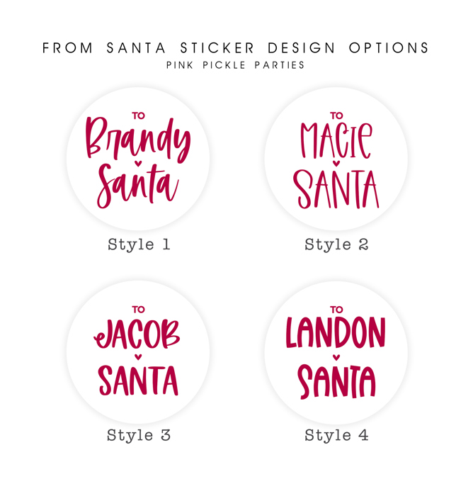 Modern From Santa Personalized Christmas Gift Sticker Labels | Set of 12 or 20
