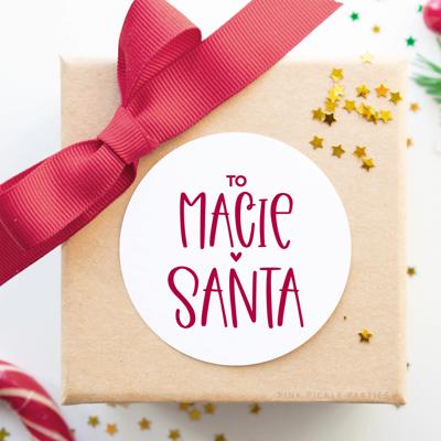 Modern From Santa Personalized Christmas Gift Sticker Labels | Set of 12 or 20