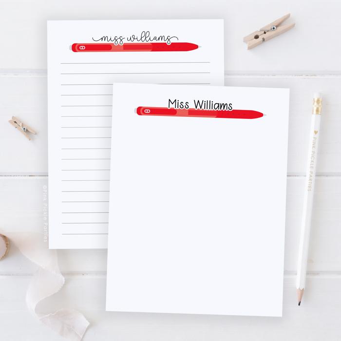 Personalized Teacher Notepad | Gel Pen Notepad | Back to School | Last Day of School | Teacher Appreciation Gift