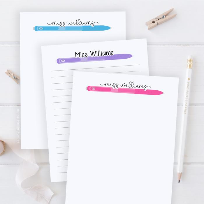 Personalized Teacher Notepad | Gel Pen Notepad | Back to School | Last Day of School | Teacher Appreciation Gift