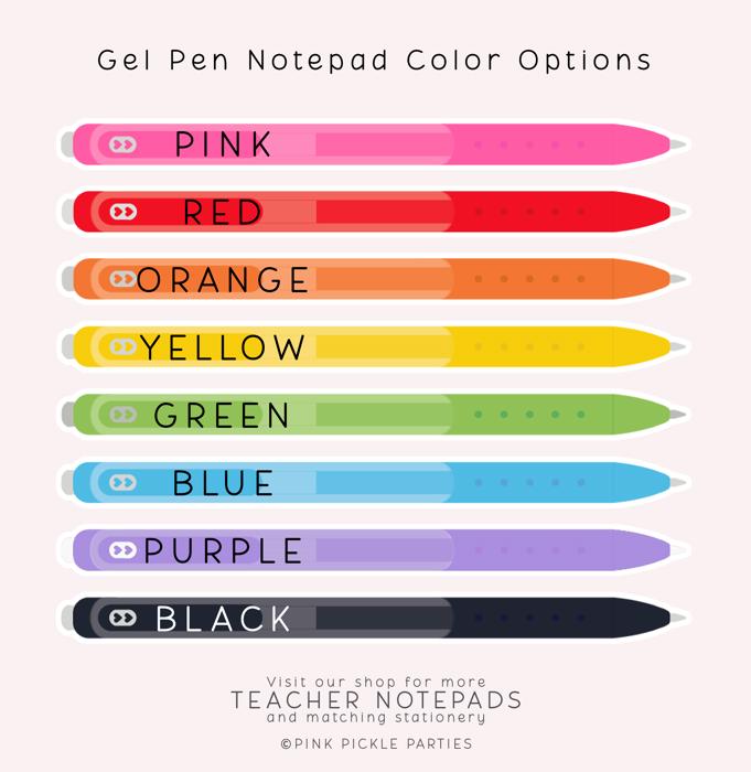 Personalized Teacher Notepad | Gel Pen Notepad | Back to School | Last Day of School | Teacher Appreciation Gift