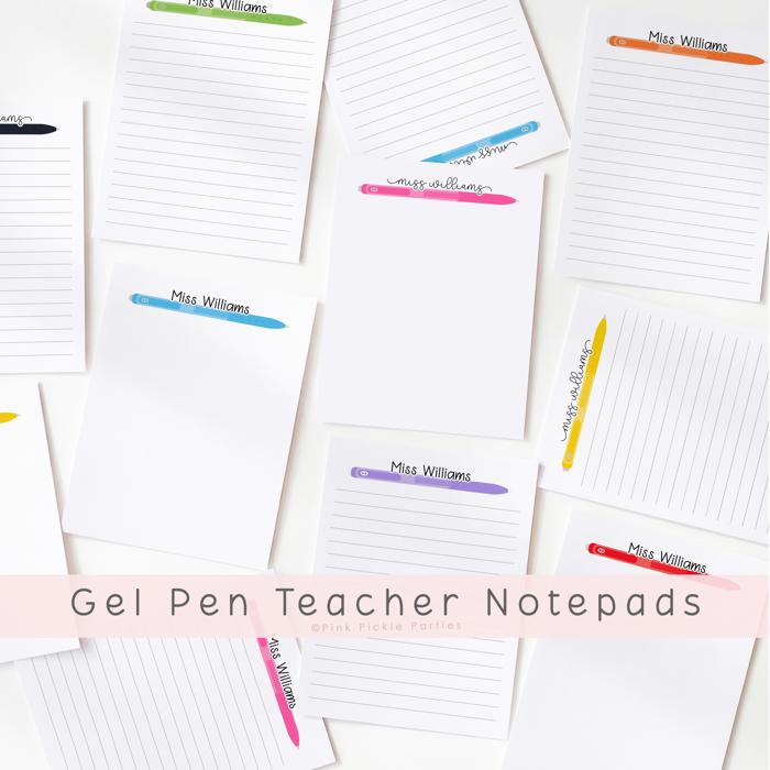 Personalized Teacher Notepad | Gel Pen Notepad | Back to School | Last Day of School | Teacher Appreciation Gift
