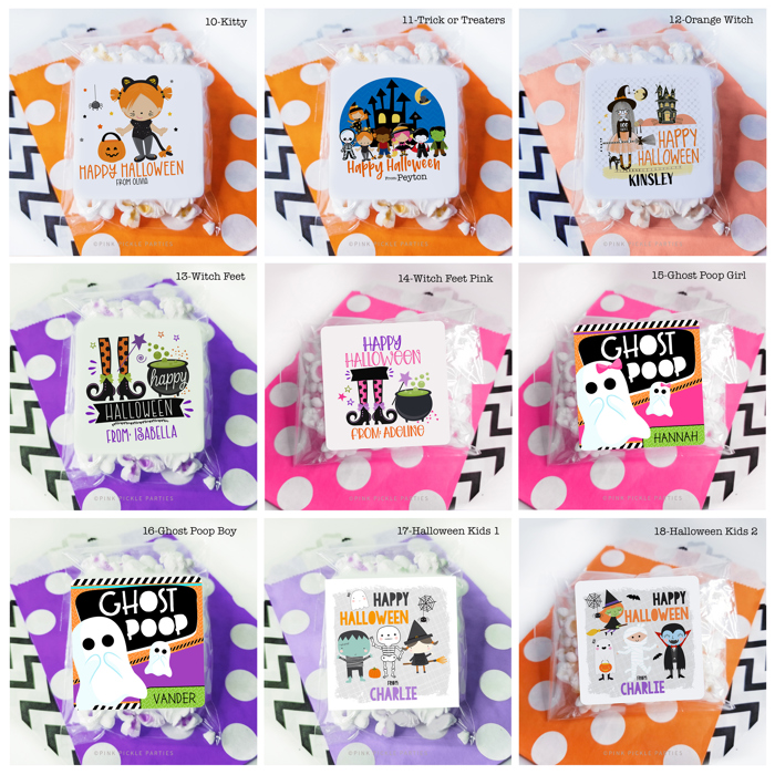 Personalized Halloween Stickers | Set of 12 | Kids Halloween Party Favor Stickers