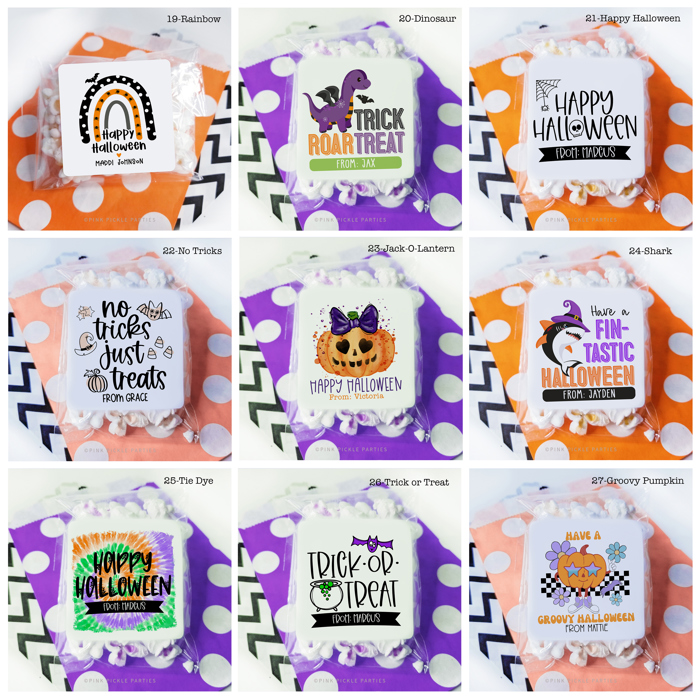Personalized Halloween Stickers | Set of 12 | Kids Halloween Party Favor Stickers