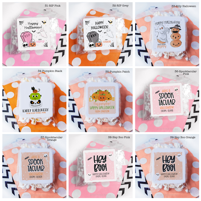 Personalized Halloween Stickers | Set of 12 | Kids Halloween Party Favor Stickers