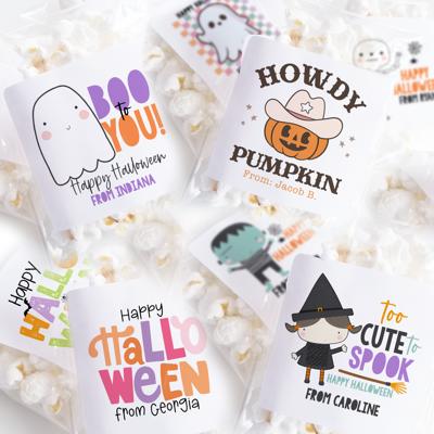 Personalized Halloween Stickers | Set of 12 | Kids Halloween Party Favor Stickers
