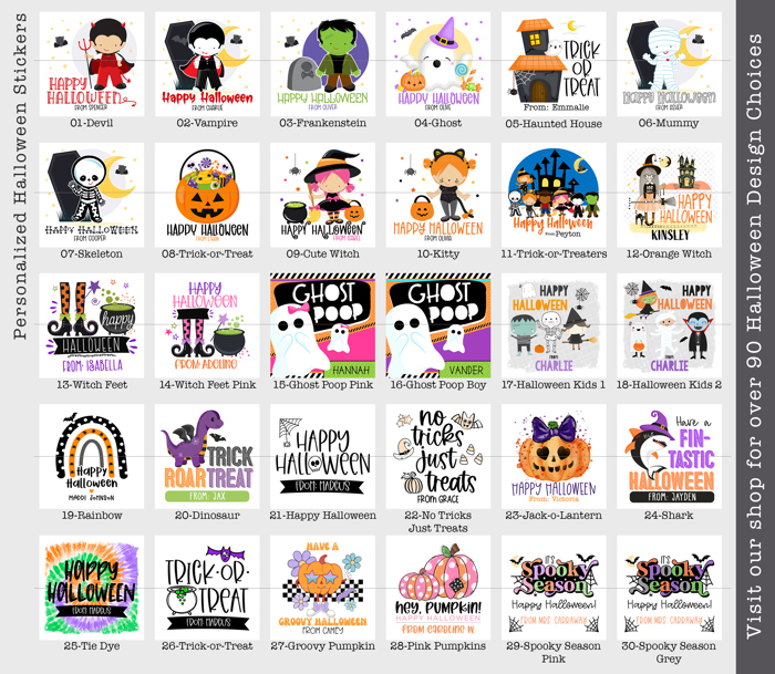 Personalized Halloween Stickers | Set of 12 | Kids Halloween Party Favor Stickers