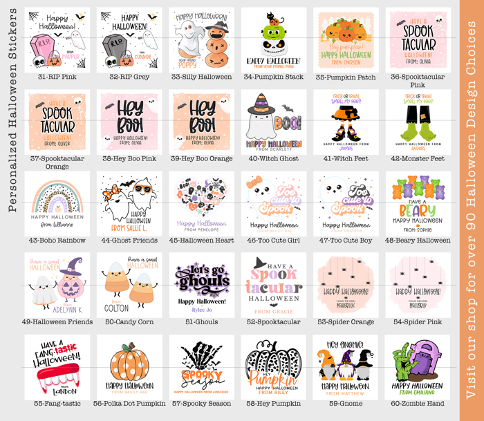 Personalized Halloween Stickers | Set of 12 | Kids Halloween Party Favor Stickers