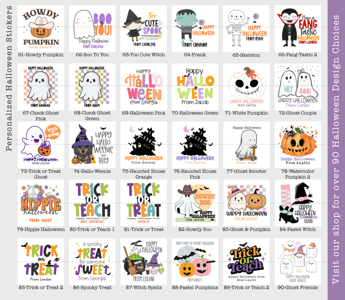 Personalized Halloween Stickers | Set of 12 | Kids Halloween Party Favor Stickers