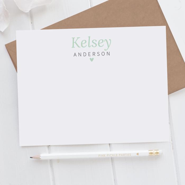 Personalized Heart Note Card Stationery | Set of 12
