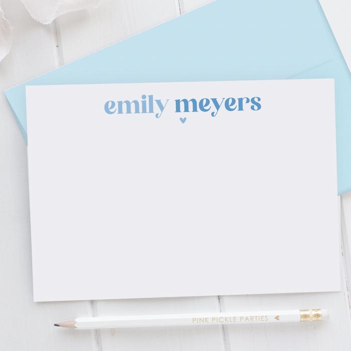 Personalized Two Tone Note Cards | Set of 12