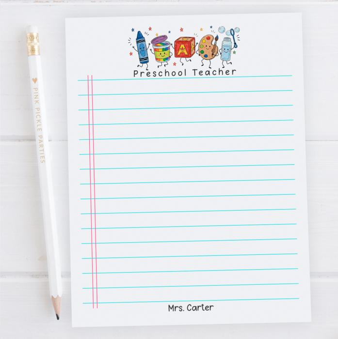 Personalized Teacher Doodle Notepad | Custom Teacher Gift | Teacher Stationery | Teacher Appreciation Gift | Back to School Teacher Memo Pad