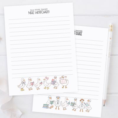 Silly Goose Teacher Personalized Notepad | Bookish Goose Personalized Notepad | Teacher Appreciation Gift