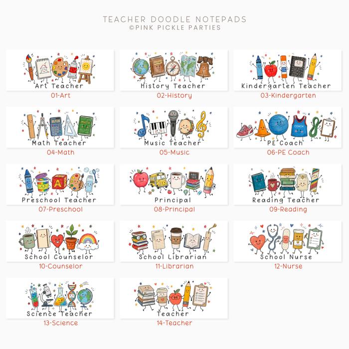 Personalized Teacher Doodle Notepad | Custom Teacher Gift | Teacher Stationery | Teacher Appreciation Gift | Back to School Teacher Memo Pad