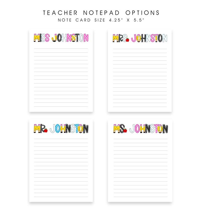 Personalized Teacher Notepad  | Back to School Teacher Appreciation Gift