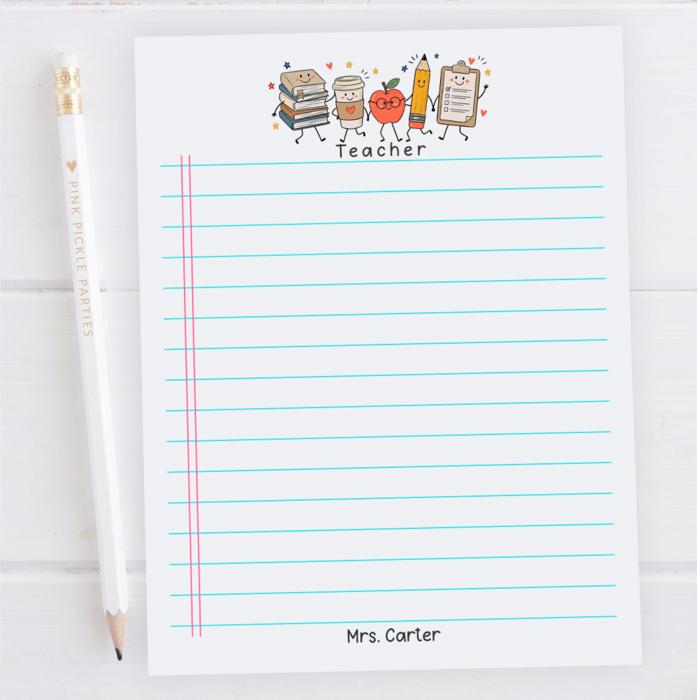Personalized Teacher Doodle Notepad | Custom Teacher Gift | Teacher Stationery | Teacher Appreciation Gift | Back to School Teacher Memo Pad