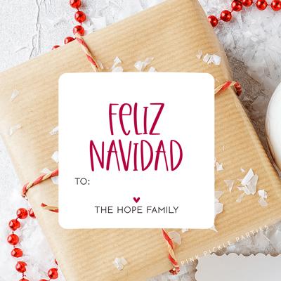 Modern To From Personalized Feliz Navidad Sticker Labels | Set of 12