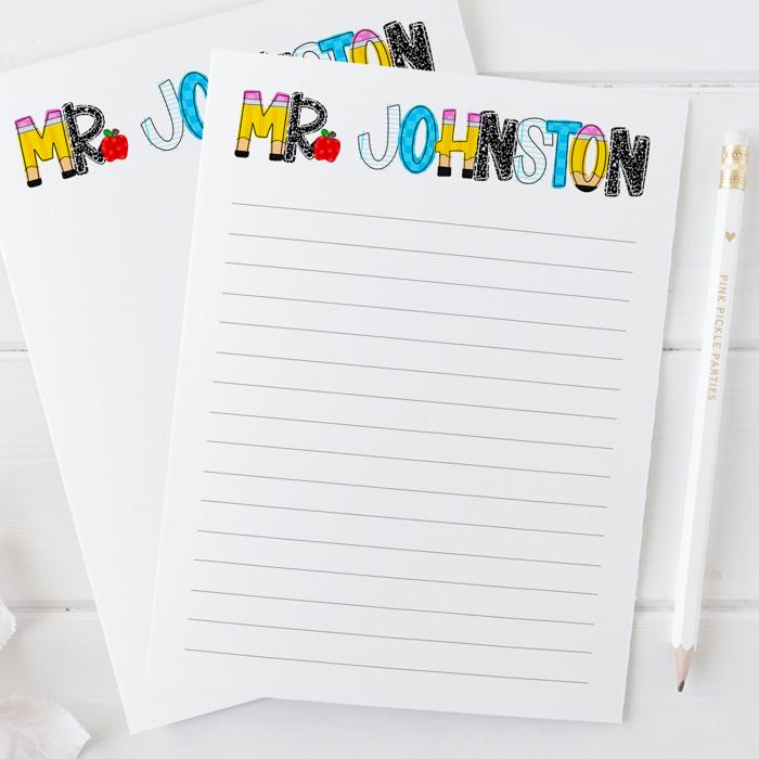Personalized Teacher Notepad  | Back to School Teacher Appreciation Gift
