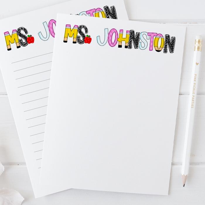 Personalized Teacher Notepad  | Back to School Teacher Appreciation Gift