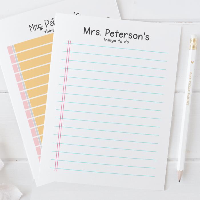 Personalized Teacher Notepad | Pencil & Paper Teacher Notepad | Back to School Teacher Appreciation Gift