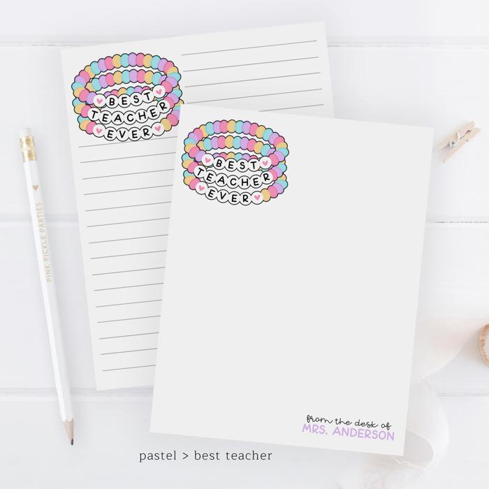 Personalized Teacher Notepad | Friendship Bracelet Teacher Notepad | Back to School Teacher Appreciation Gift