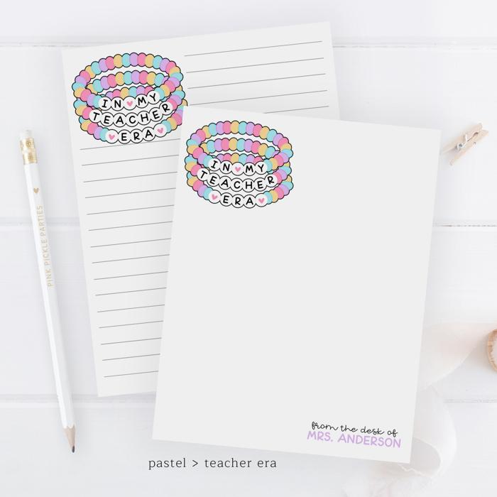 Personalized Teacher Notepad | Friendship Bracelet Teacher Notepad | Back to School Teacher Appreciation Gift