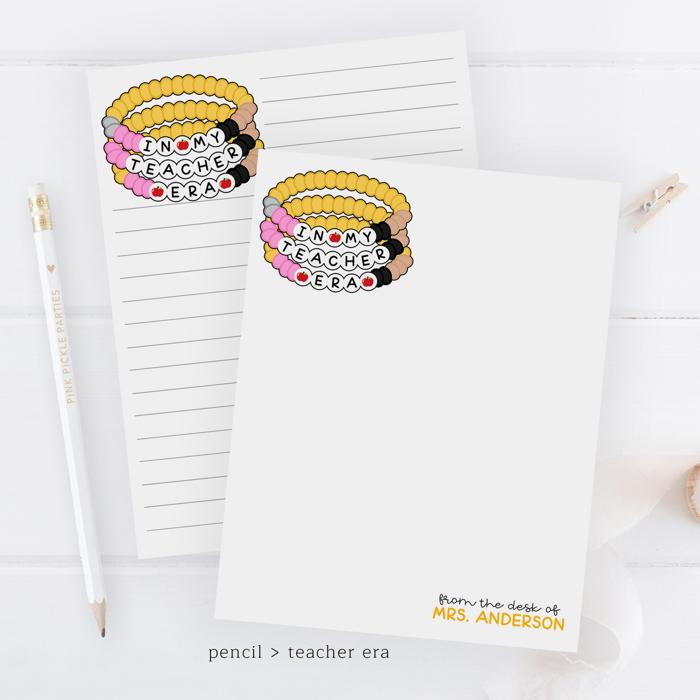 Personalized Teacher Notepad | Friendship Bracelet Teacher Notepad | Back to School Teacher Appreciation Gift