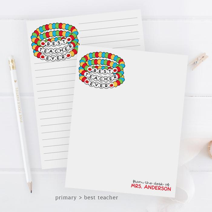 Personalized Teacher Notepad | Friendship Bracelet Teacher Notepad | Back to School Teacher Appreciation Gift