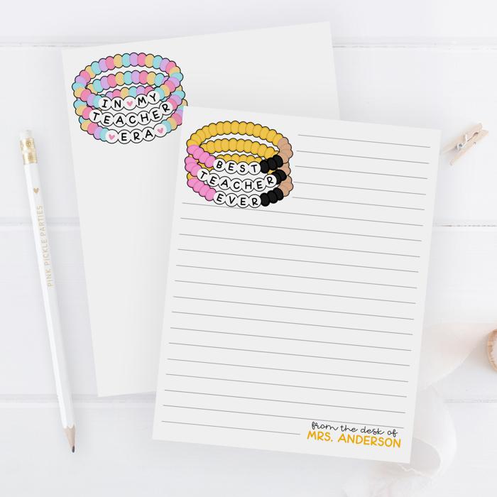 Personalized Teacher Notepad | Friendship Bracelet Teacher Notepad | Back to School Teacher Appreciation Gift