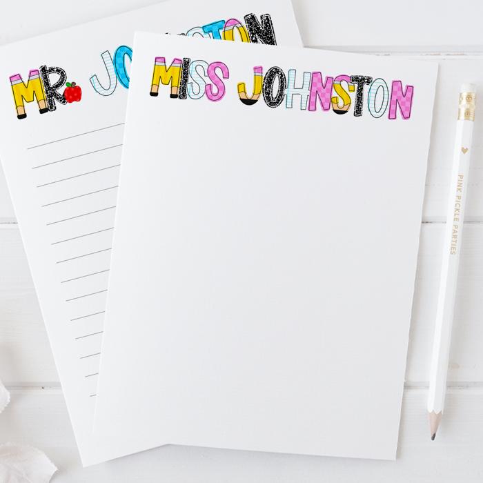 Personalized Teacher Notepad  | Back to School Teacher Appreciation Gift