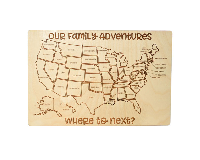Our Family Wooden USA Map - Track & Color All 50 States