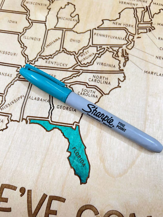 Our Family Wooden USA Map - Track & Color All 50 States