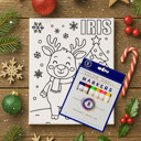 Reindeer Single Personalized Color-Me Christmas Canvas